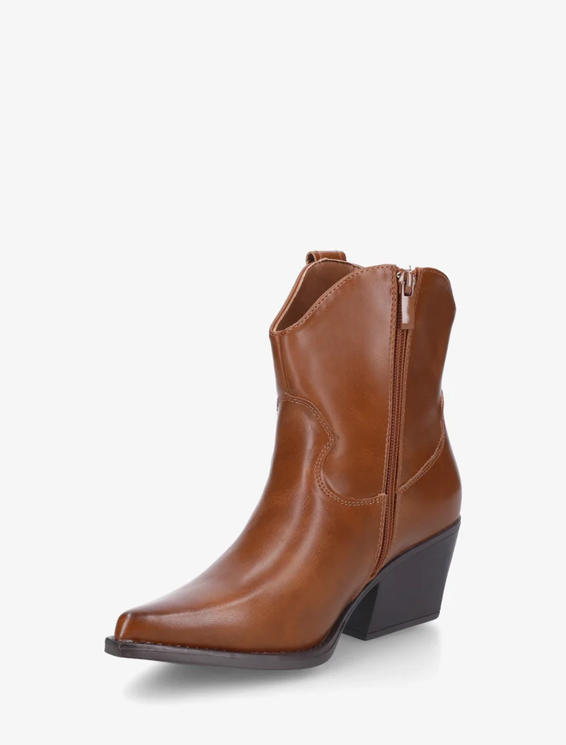 Bottines style santiag en simili - Camel