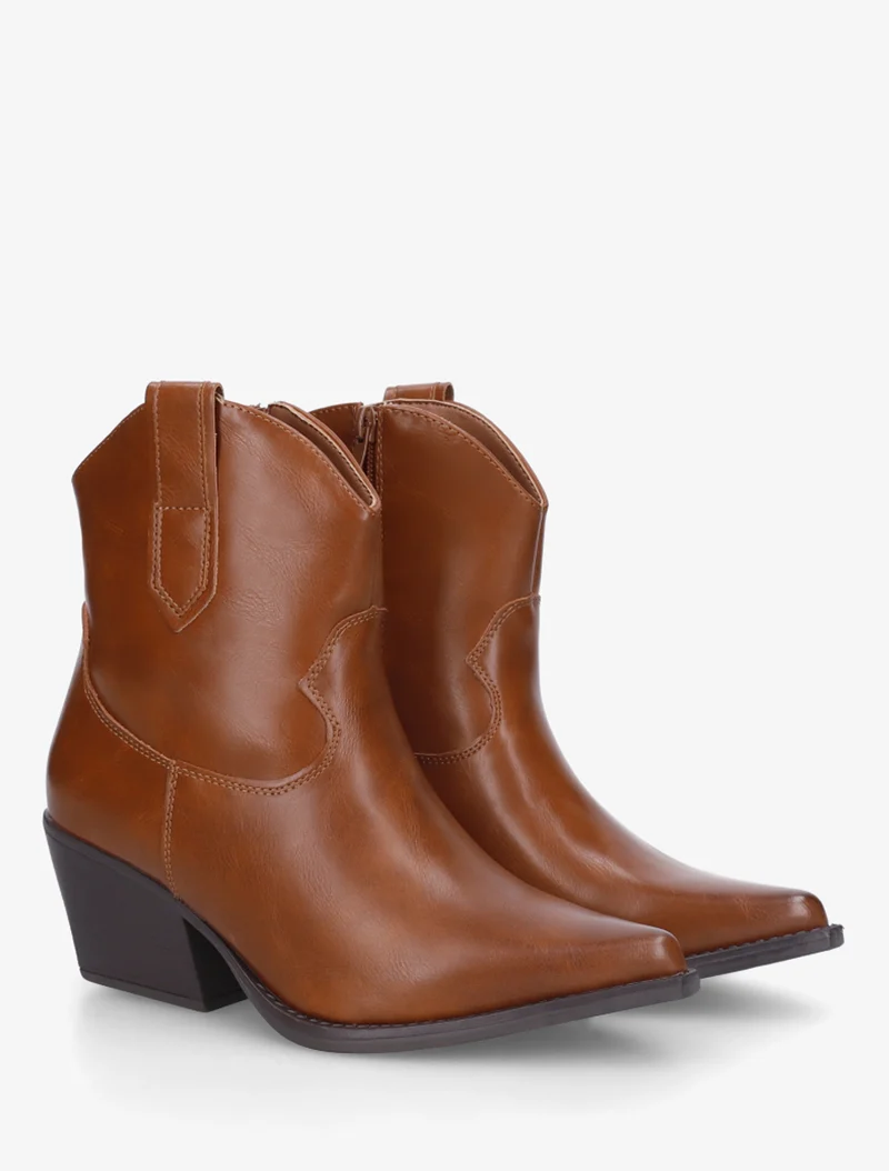 Bottines style santiag en simili - Camel