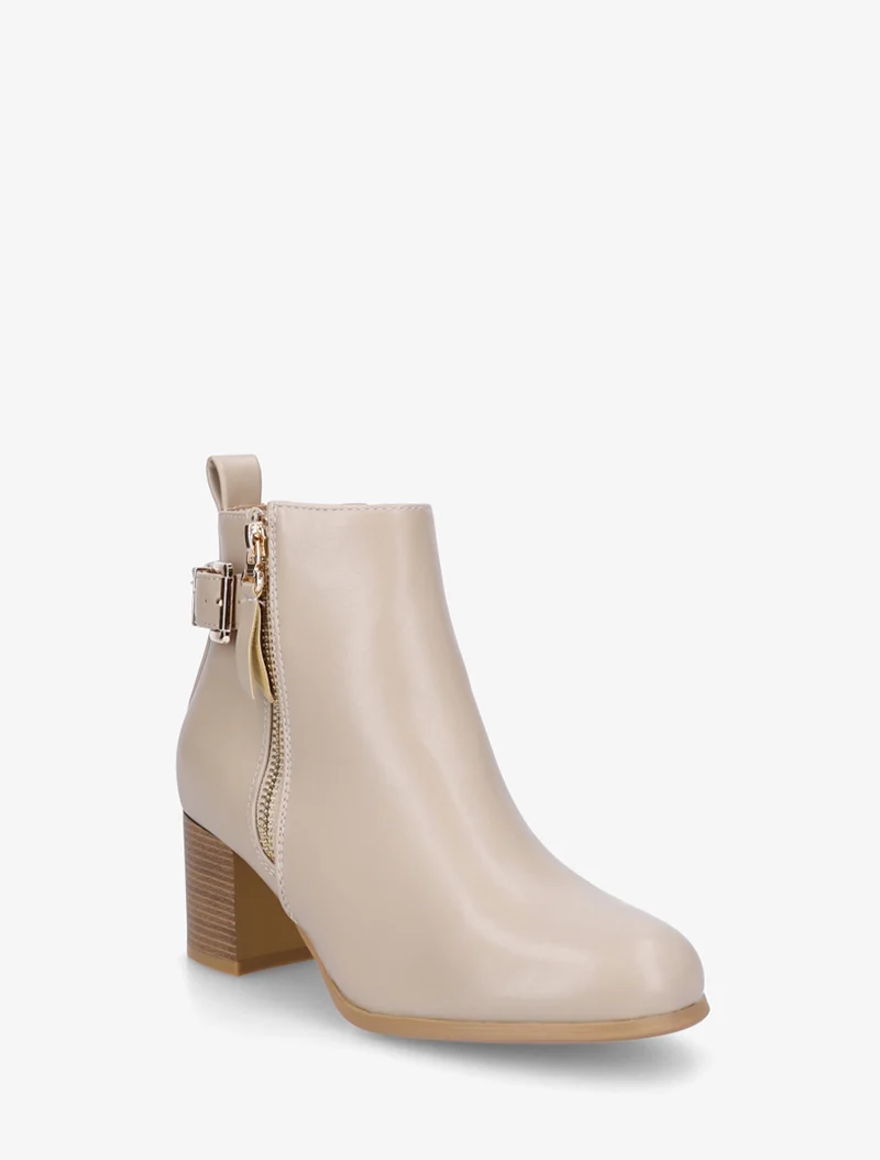Bottines en simili à zip décoratif - Taupe