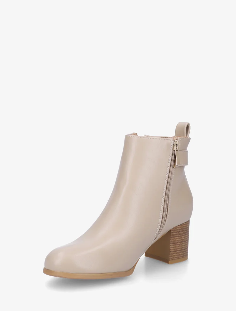 Bottines en simili à zip décoratif - Taupe