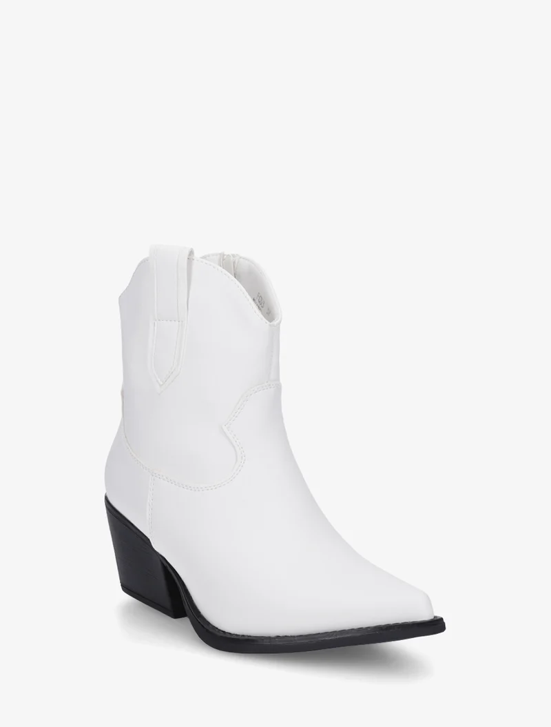 Bottines style santiag en simili - Blanc