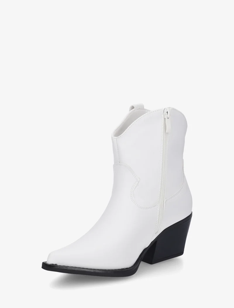 Bottines style santiag en simili - Blanc