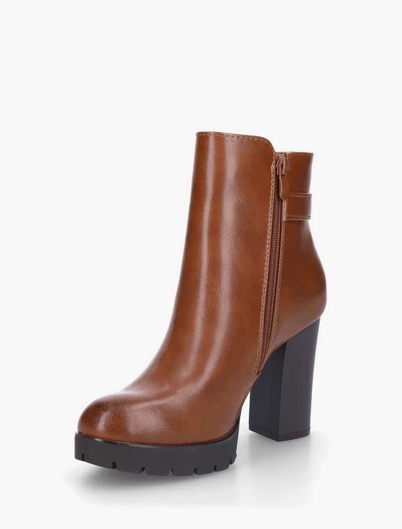 Bottines en simili à talon haut - Camel