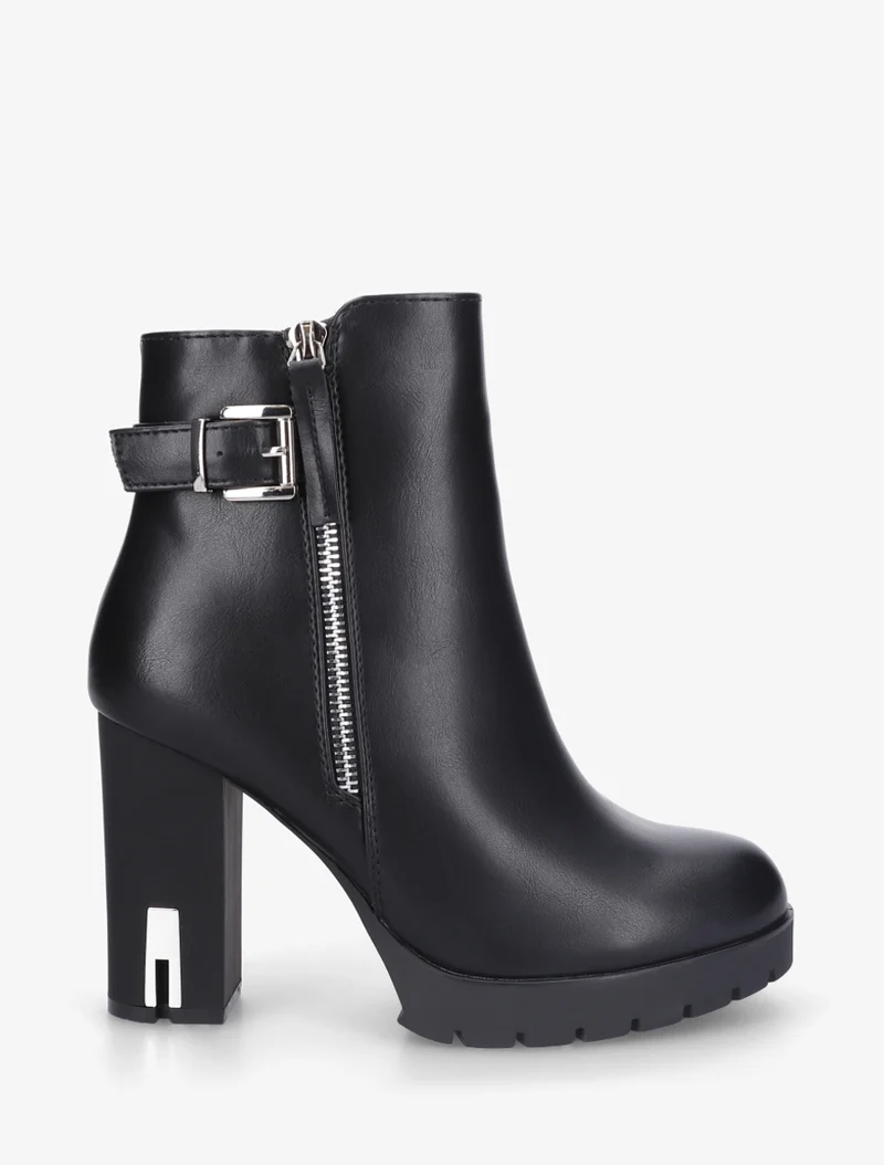 Bottines en simili à talon haut - Noir