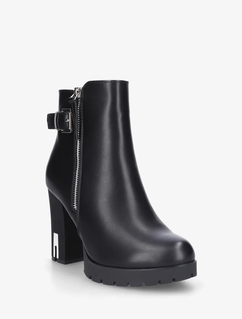 Bottines en simili à talon haut - Noir