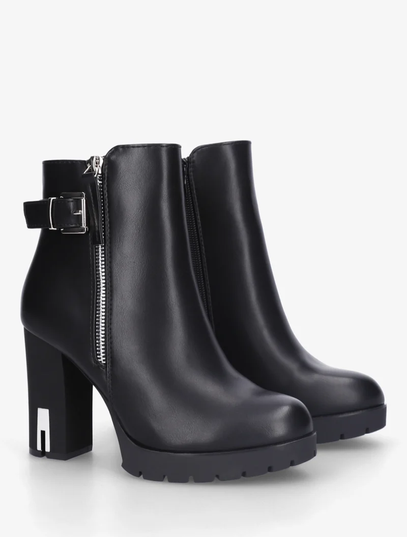 Bottines en simili à talon haut - Noir
