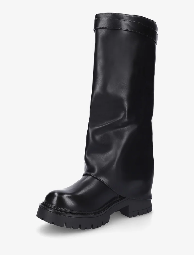 Bottes à revers et empiècement cadenas - Noir