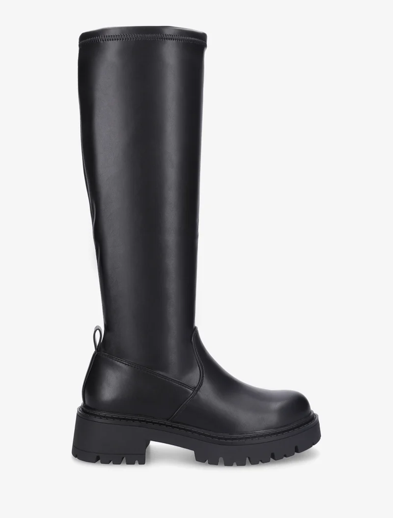 Bottes en simili à bout rond - Noir