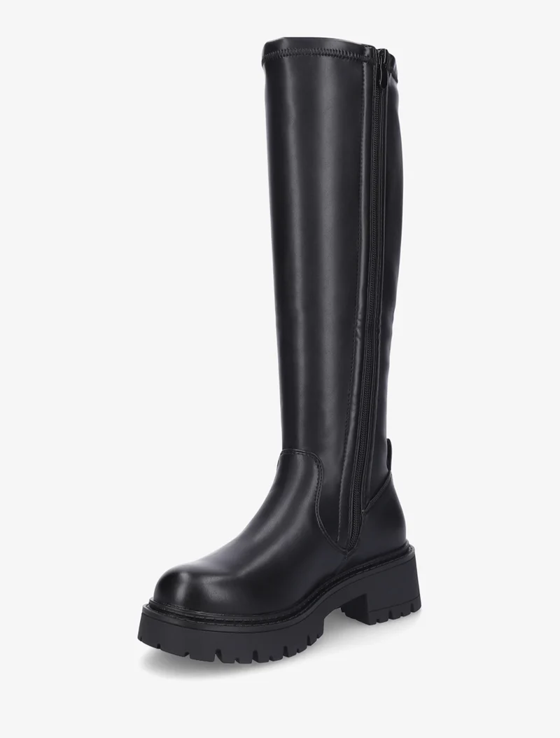 Bottes en simili à bout rond - Noir