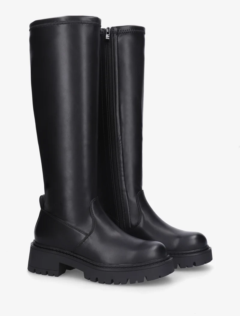 Bottes en simili à bout rond - Noir