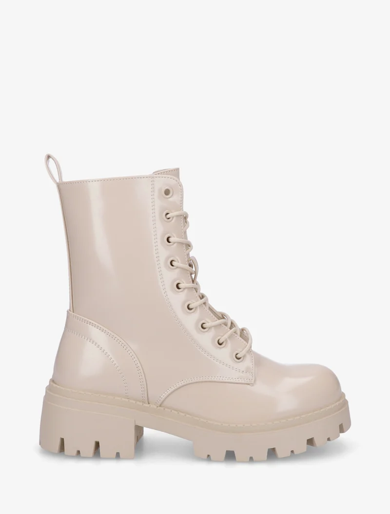 Bottines vernies à lacets - Beige