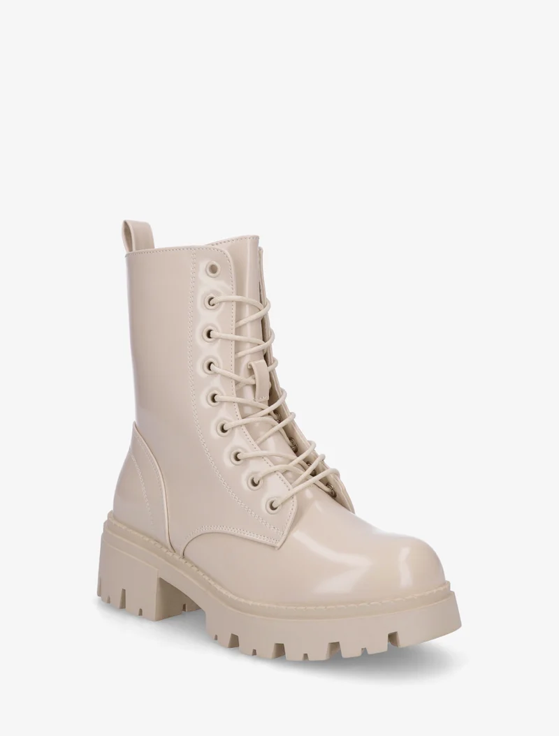 Bottines vernies à lacets - Beige