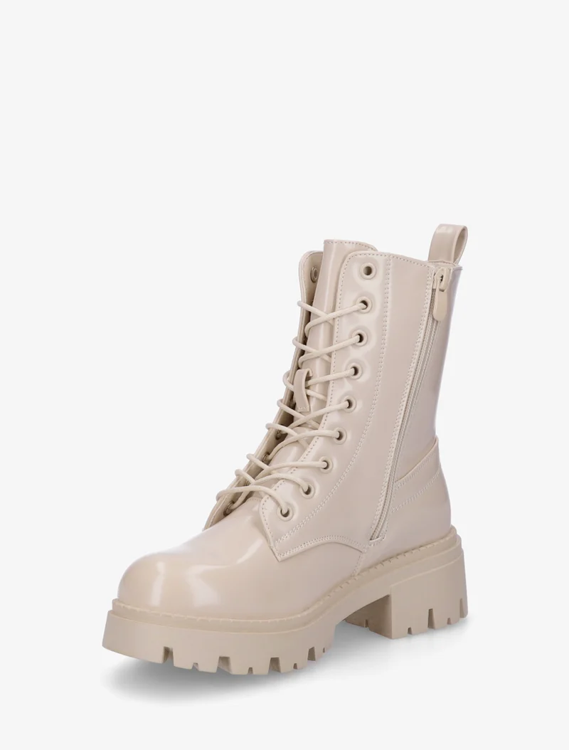 Bottines vernies à lacets - Beige