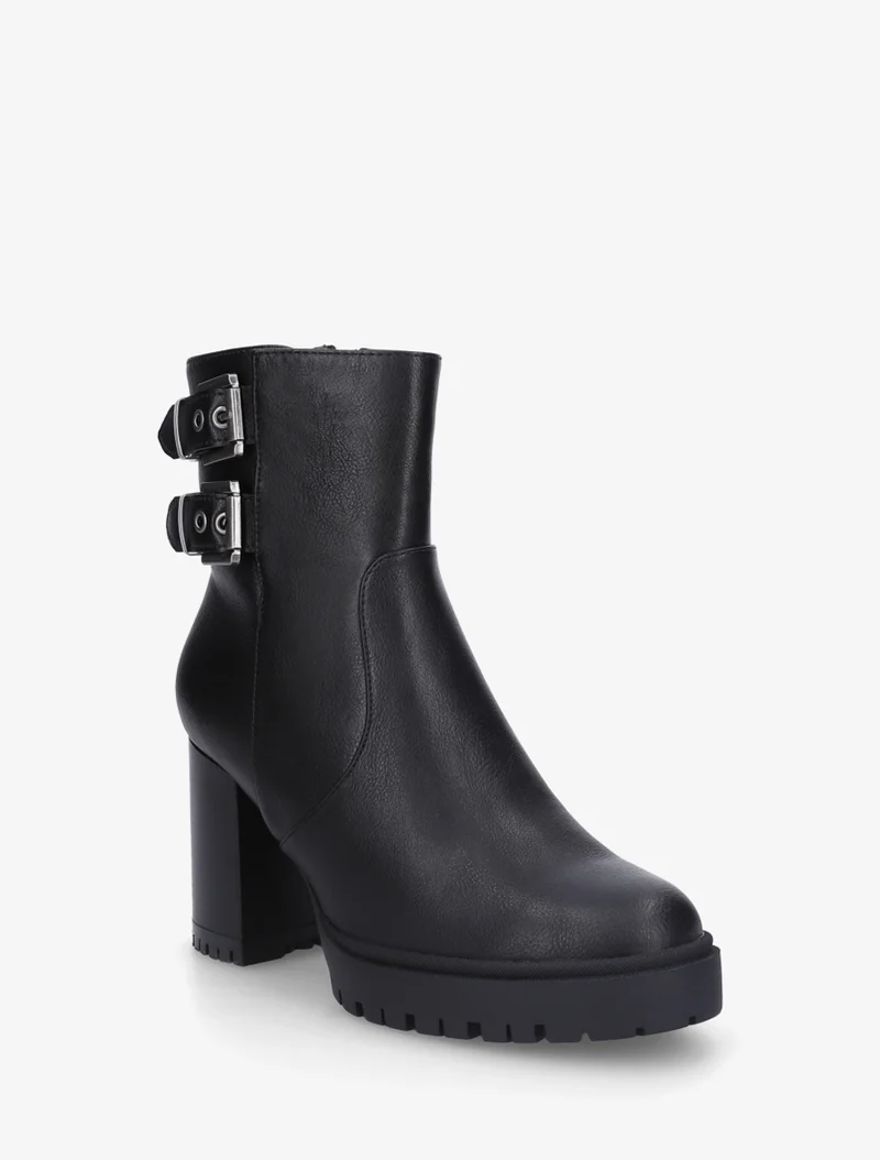 Bottines en simili à double sangles - Noir