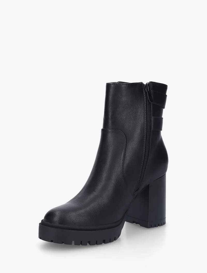 Bottines en simili à double sangles - Noir