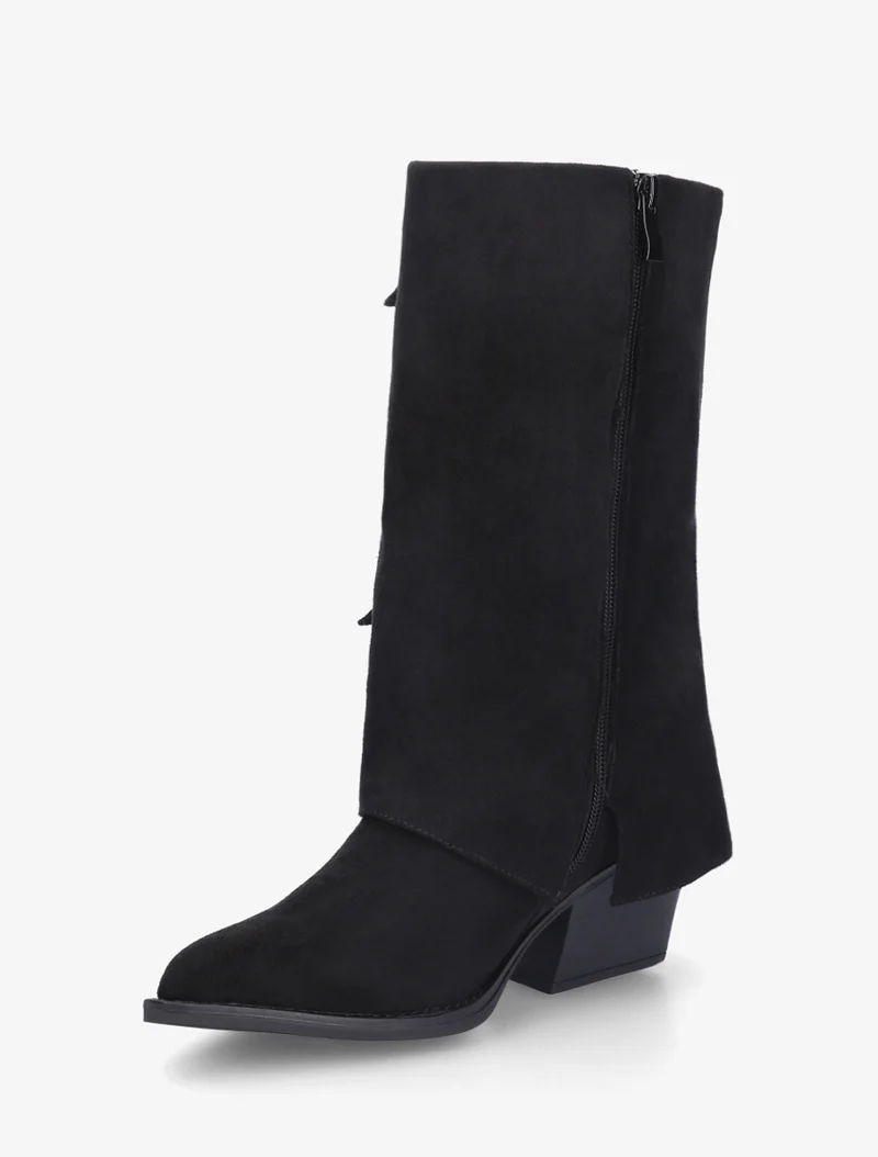 Bottines montantes en suédine à poches - Noir