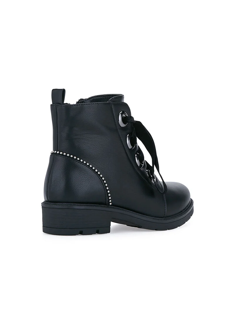 Boots à lacets effet velours - noir