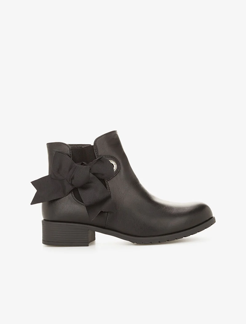 Bottines à rubans noeuds décoratifs - noir