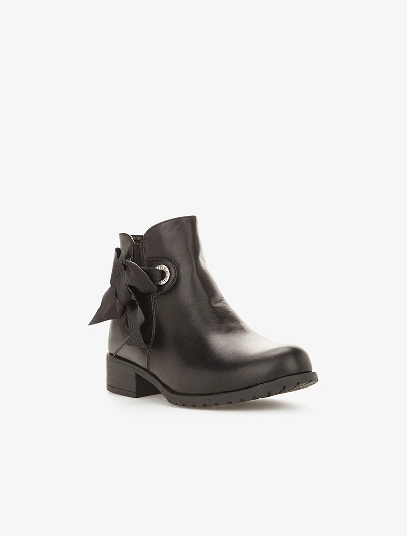 Bottines à rubans noeuds décoratifs - noir