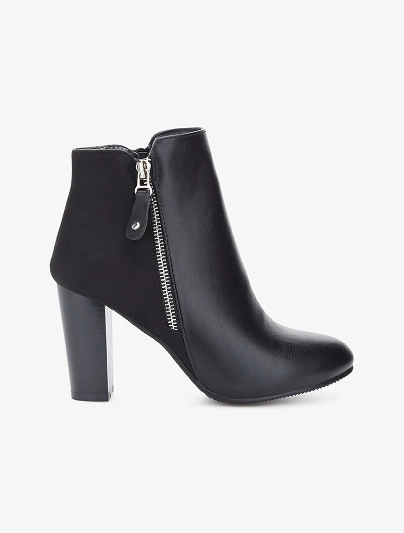 Bottines à quartiers zippés - noir