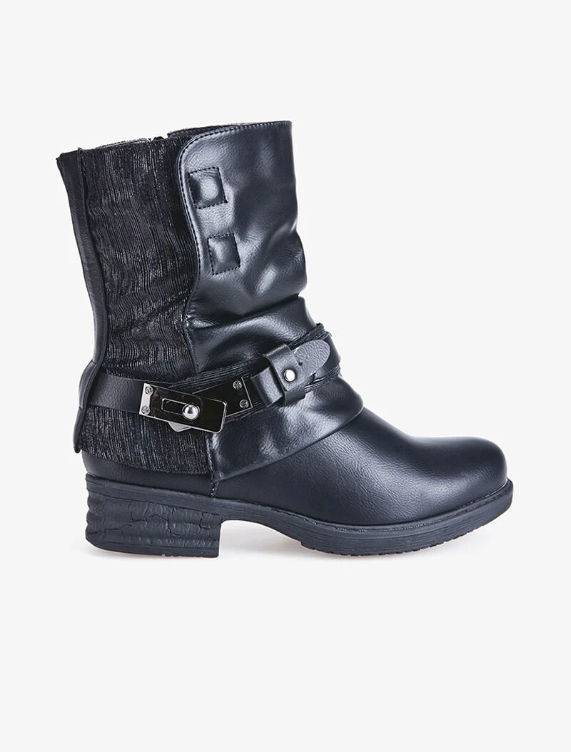 Boots à revers bimatière - noir