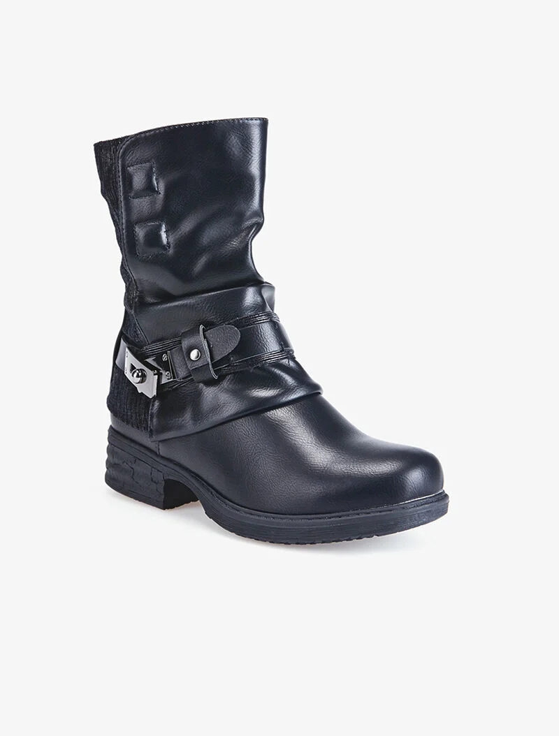 Boots à revers bimatière - noir