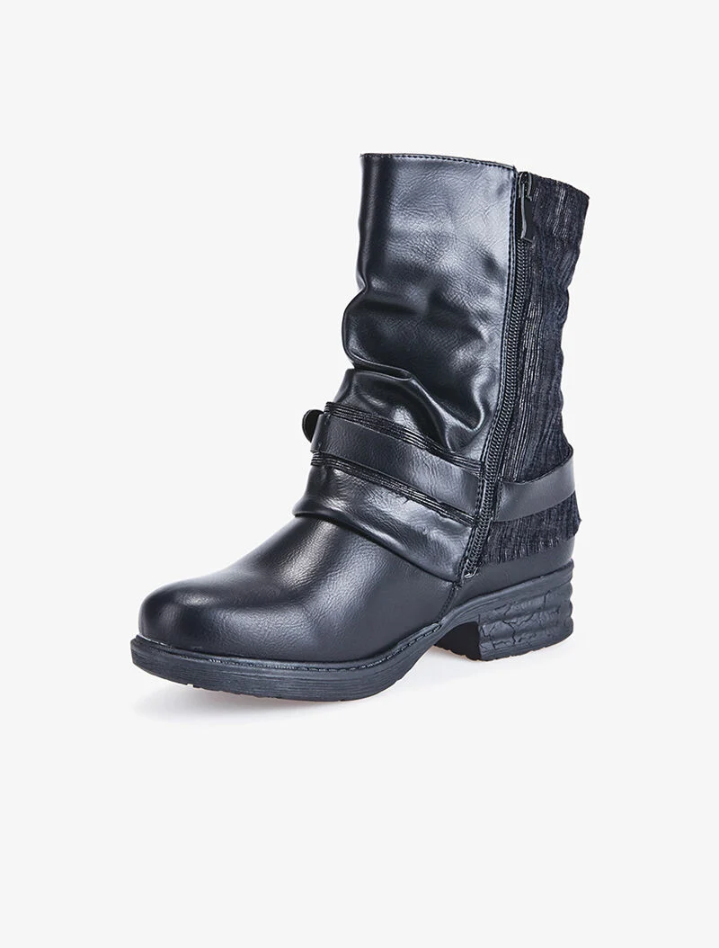 Boots à revers bimatière - noir