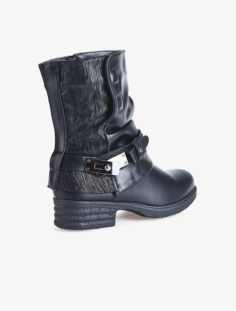 Boots à revers bimatière - noir