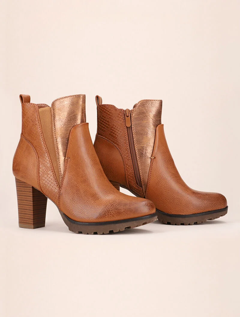 Bottines à détails style écailles - camel