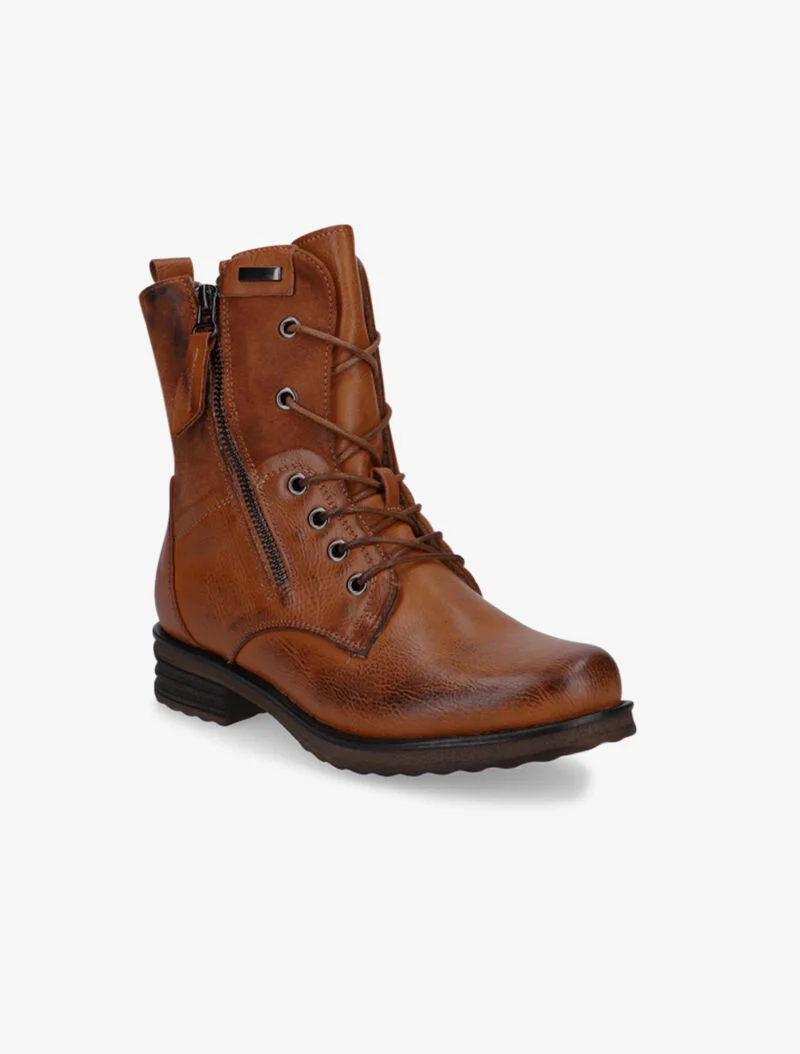 Bottines hautes effet craquelé - camel
