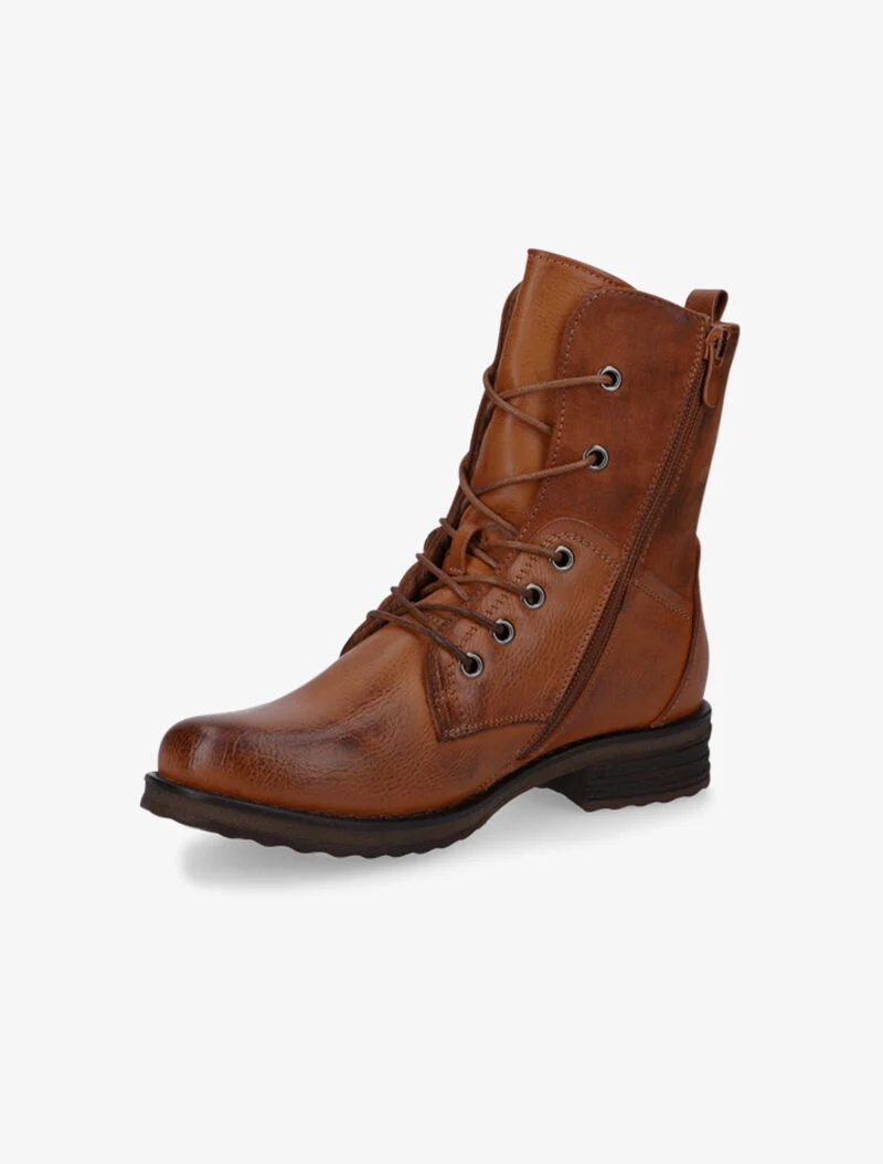 Bottines hautes effet craquelé - camel