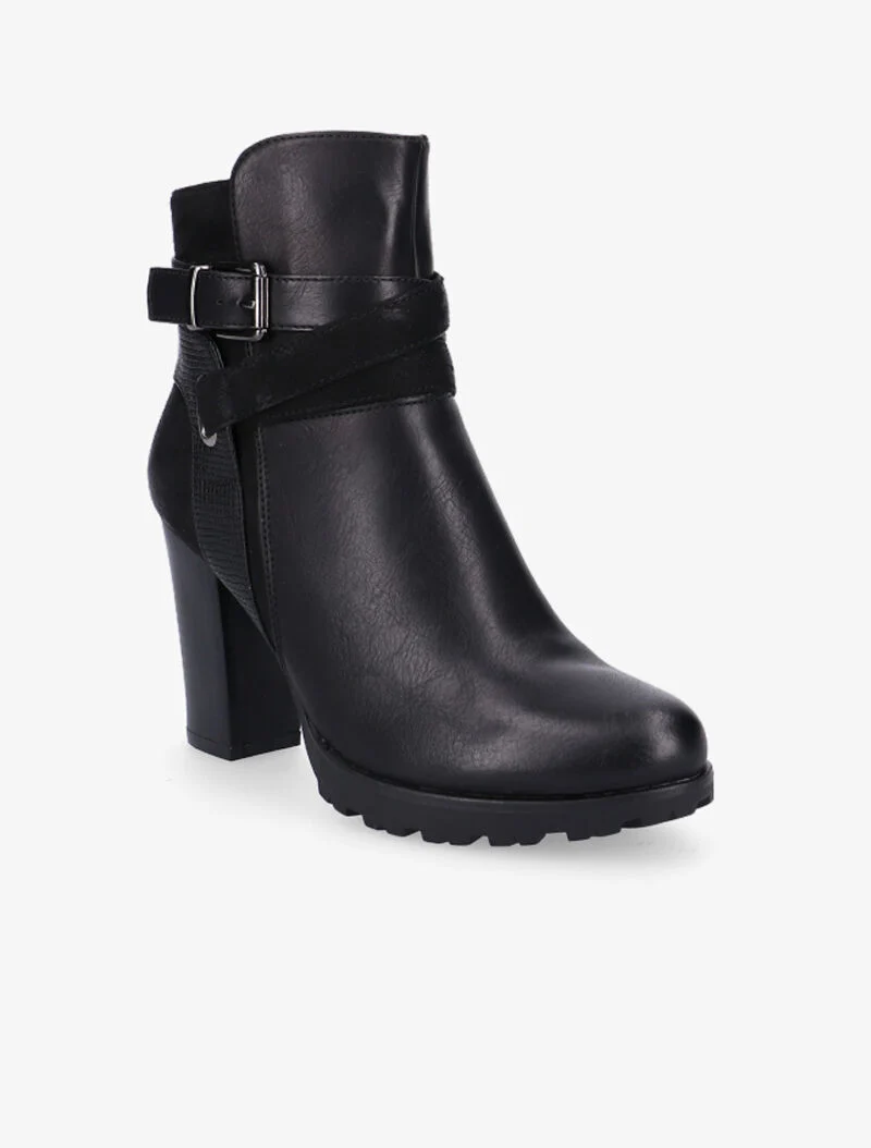 Bottines à empiècement et lanières - noir