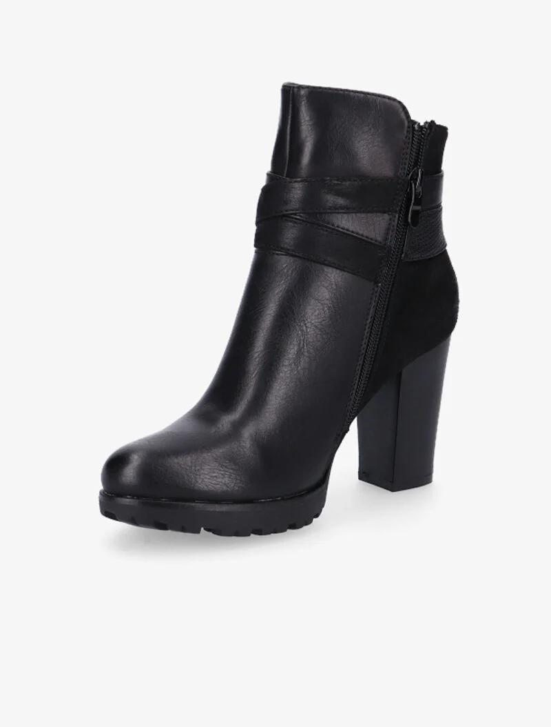 Bottines à empiècement et lanières - noir