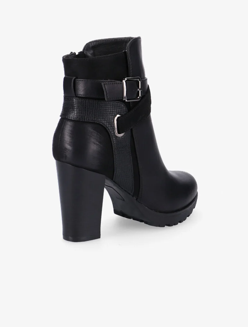 Bottines à empiècement et lanières - noir