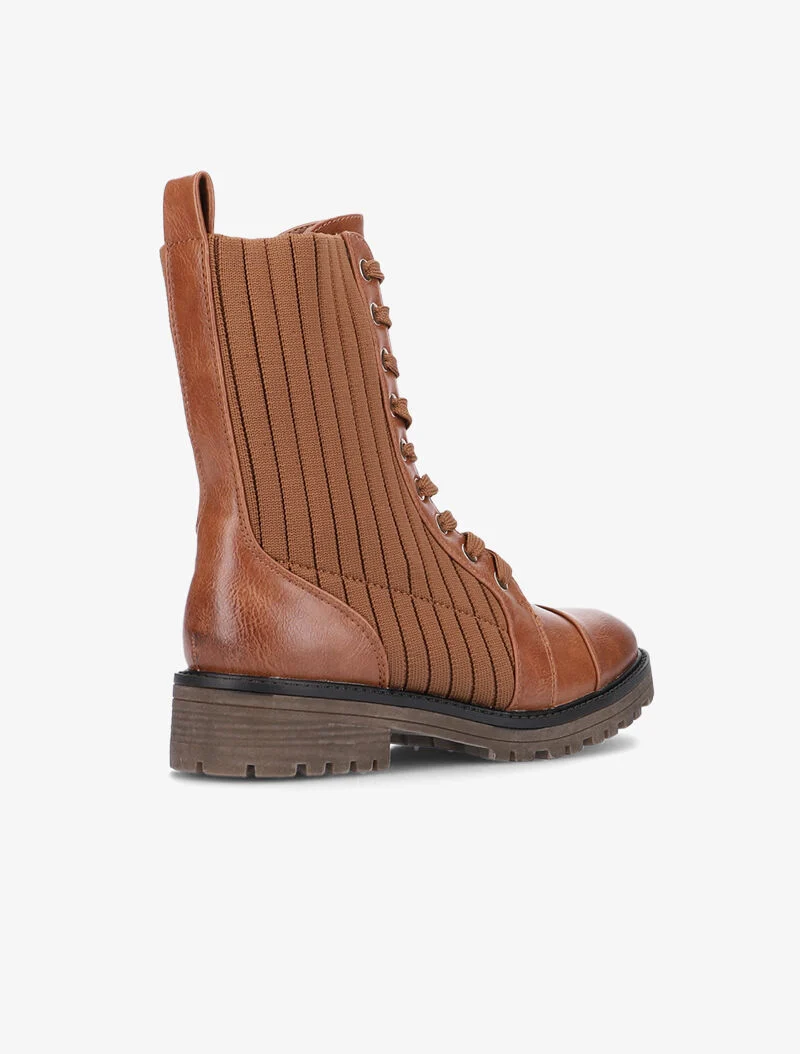 Boots bimatière côtelées - camel