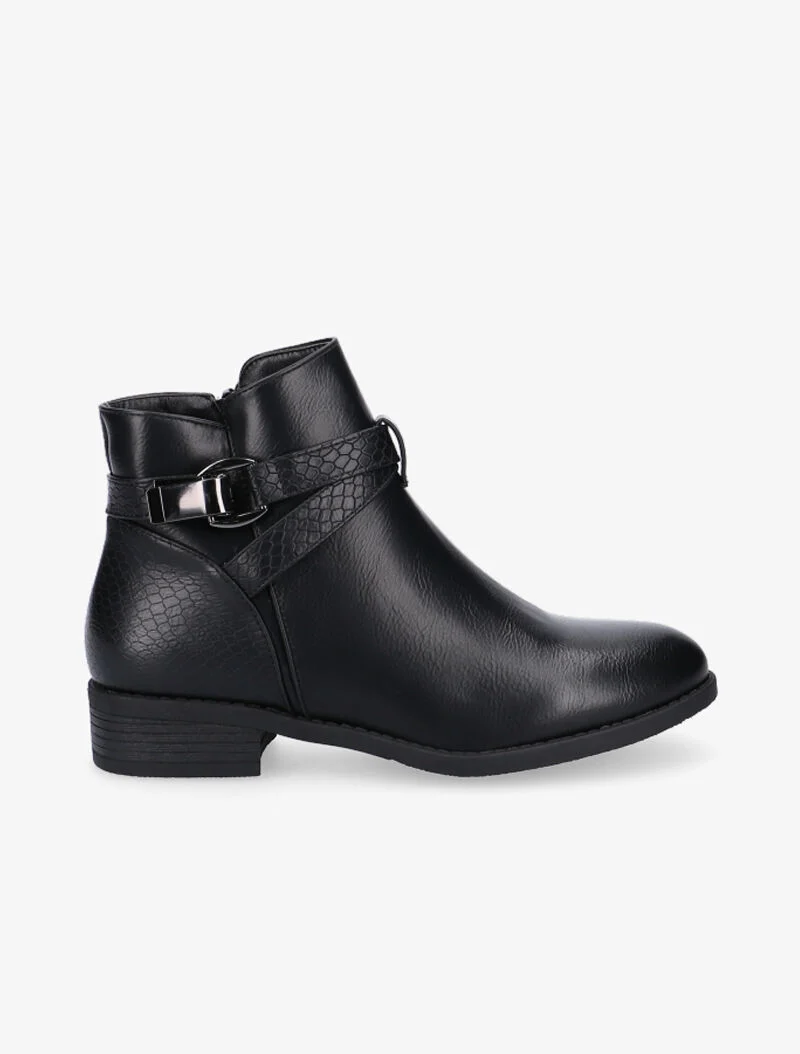 Low boots à sangle dorée - noir