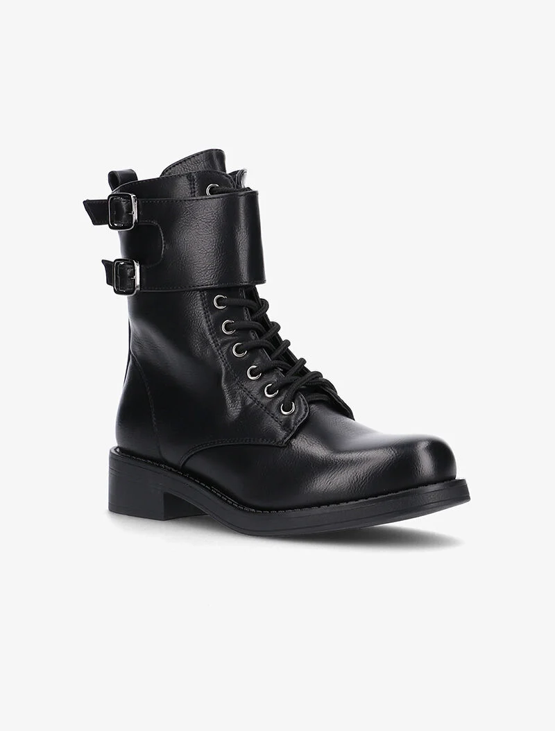 Boots en simili à large bride - noir