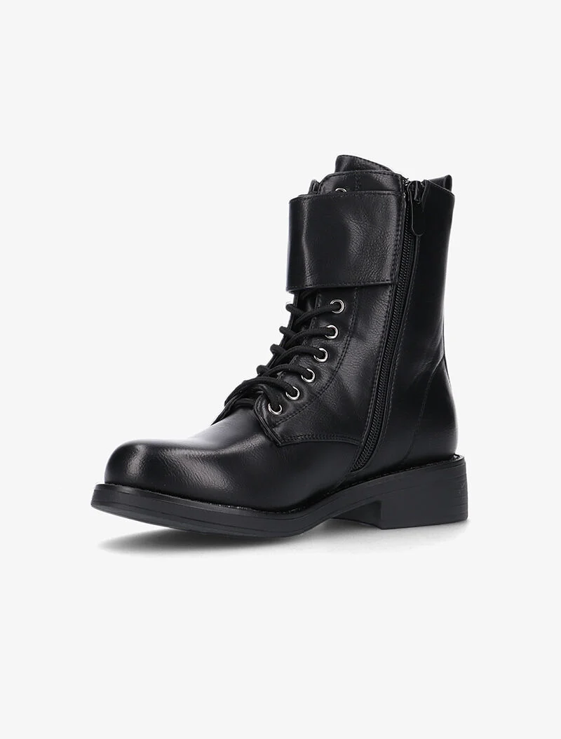 Boots en simili à large bride - noir