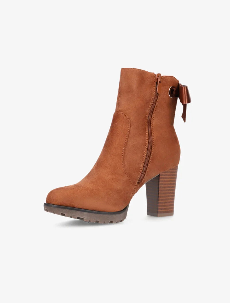 Bottines en suédine à détail noeud - camel