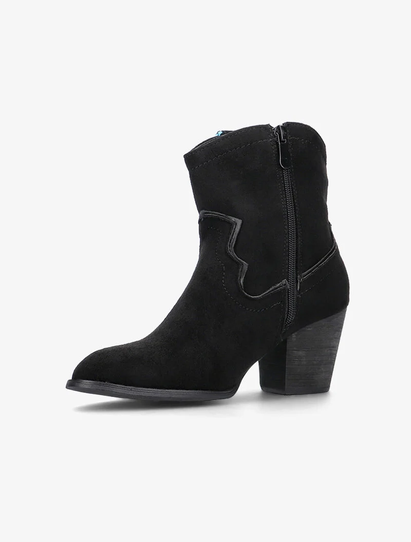 Bottines suédine ornées et à franges - noir