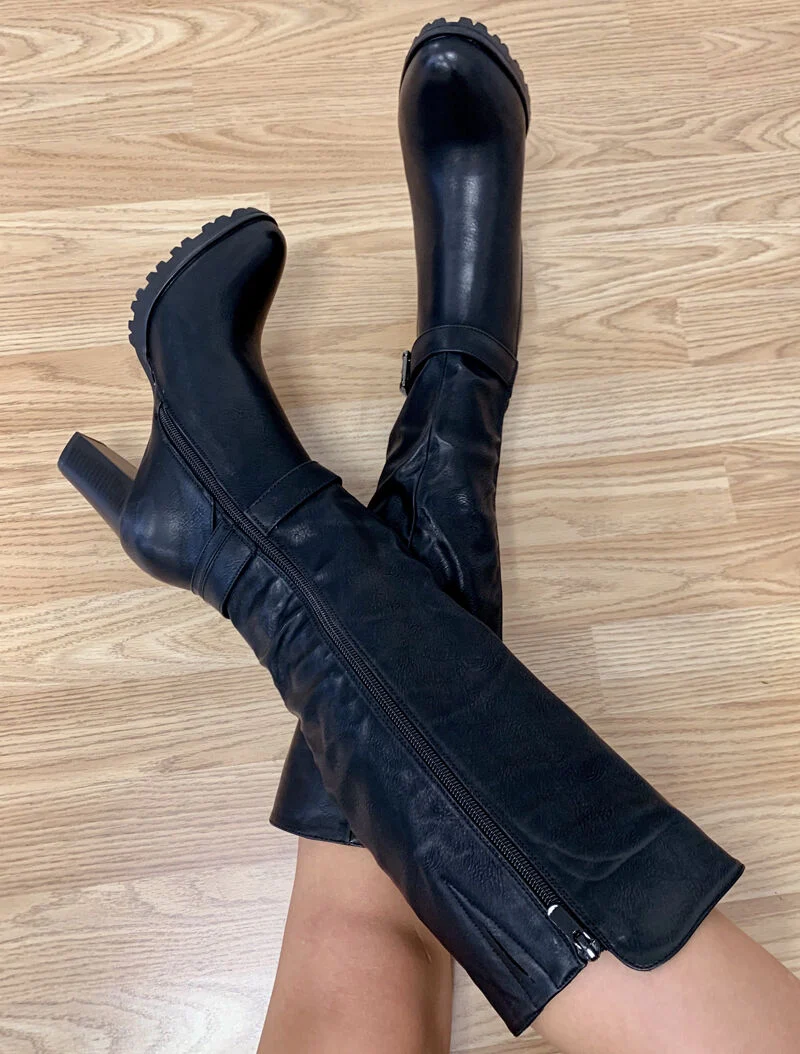 Bottes en simili à talon - noir