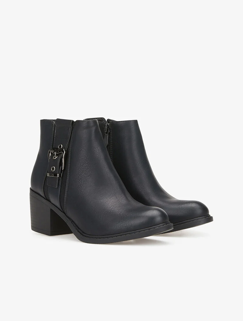 Bottines à quartier orné d'une boucle - noir
