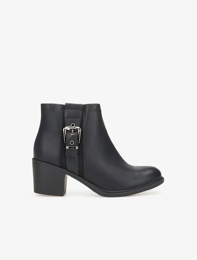 Bottines à quartier orné d'une boucle - noir