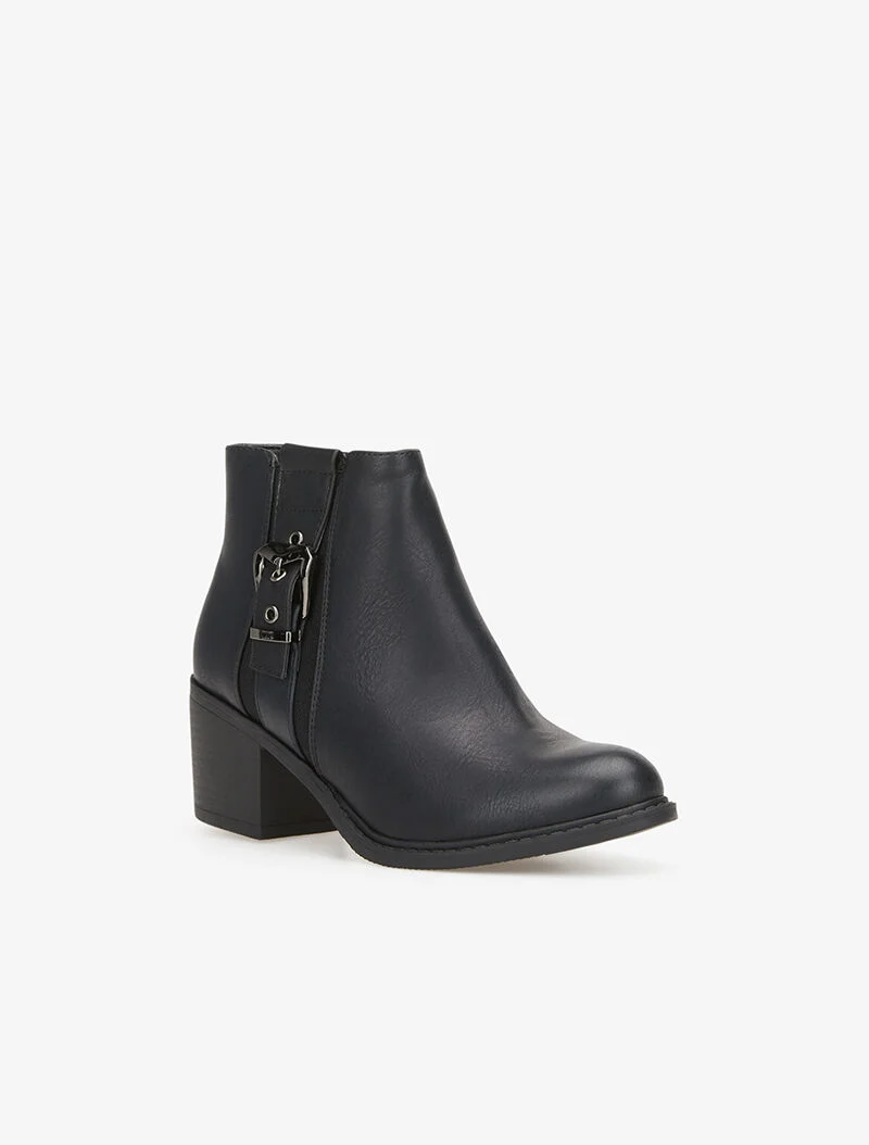 Bottines à quartier orné d'une boucle - noir
