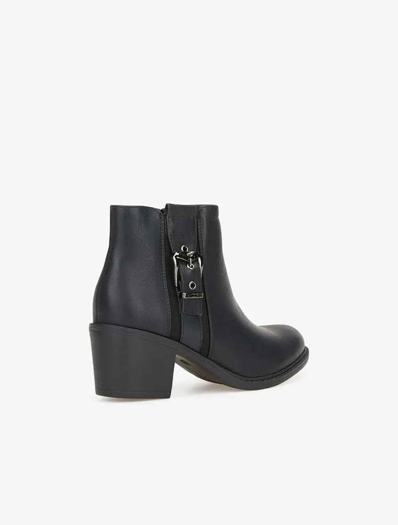 Bottines à quartier orné d'une boucle - noir