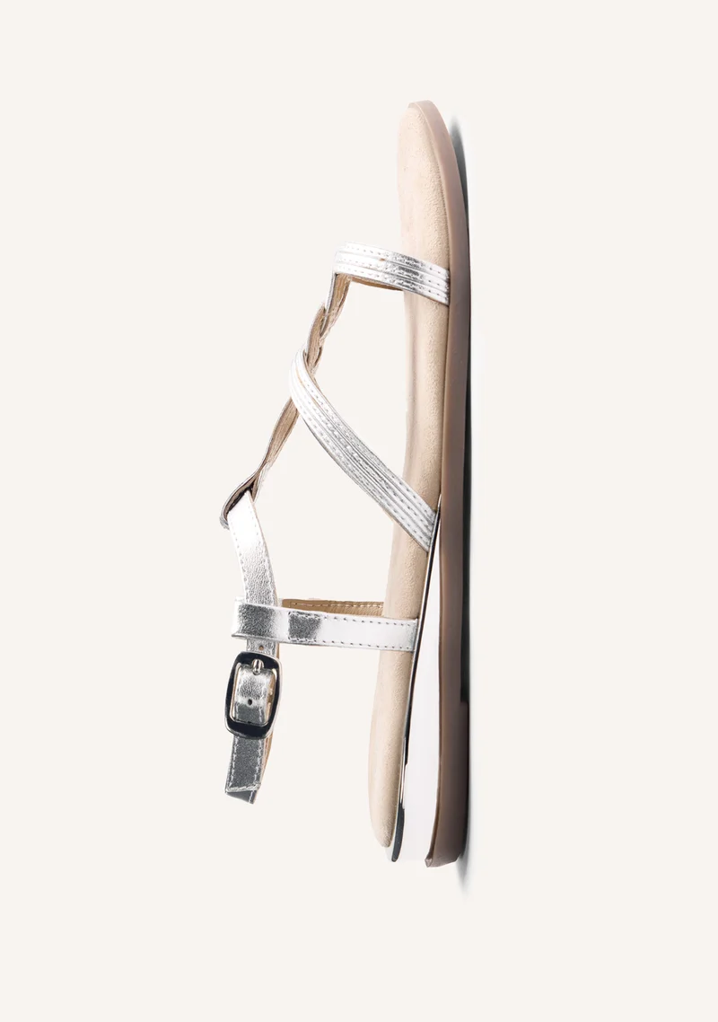 SHINY BRAIDED LEATHER WEDGE SANDALS REDDITCH
