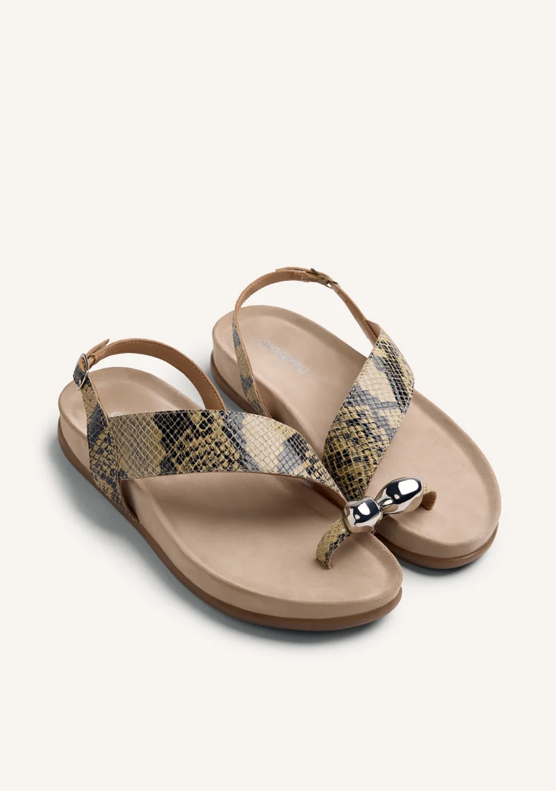 ANIMAL PRINT LEATHER JEWEL SANDALS TANAUAN