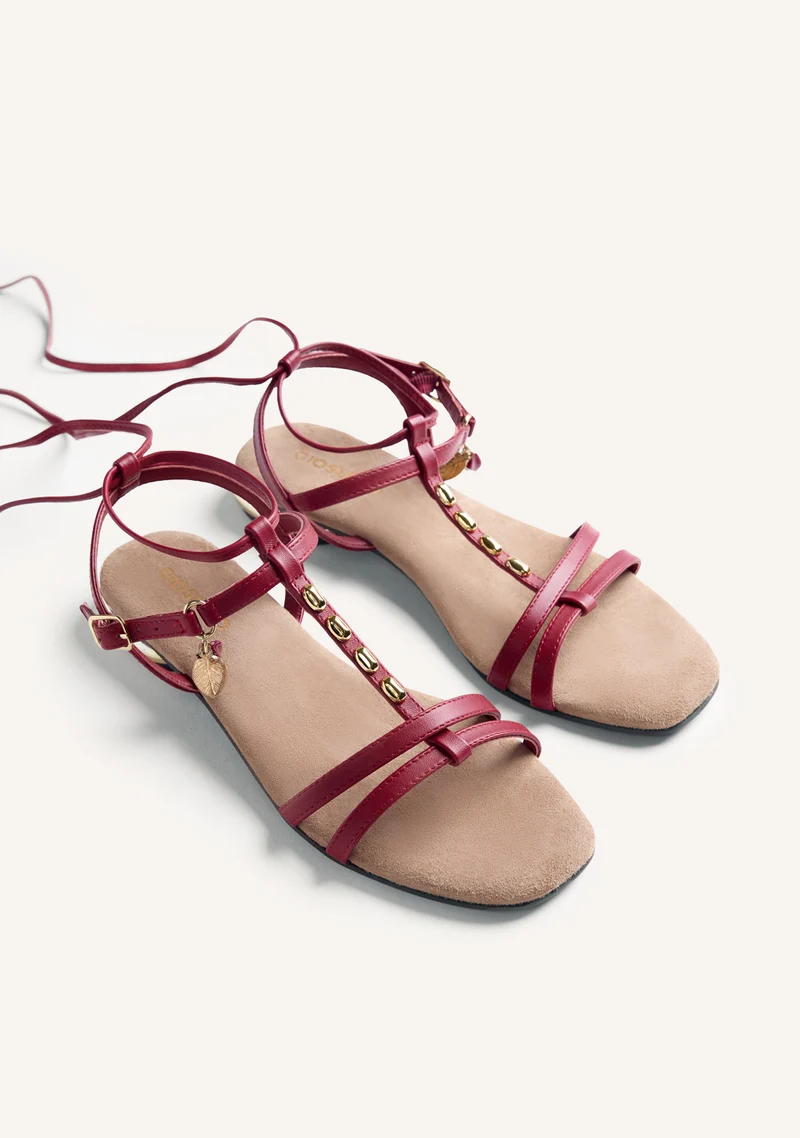 BEADED LEATHER SANDALS KINAMBA