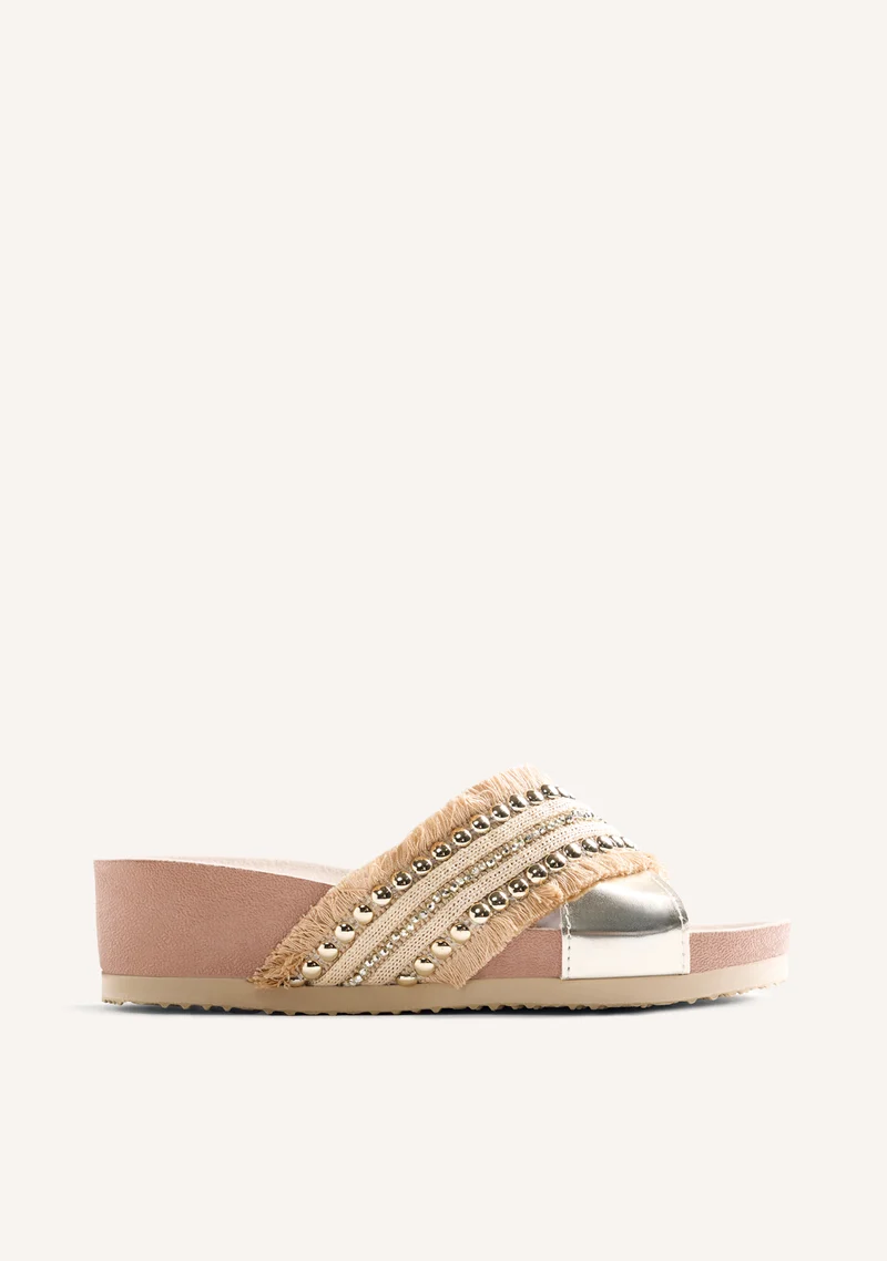 STUDS AND FRINGES BIO WEDGE SANDALS SUMBAWA