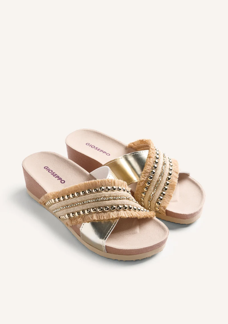 STUDS AND FRINGES BIO WEDGE SANDALS SUMBAWA